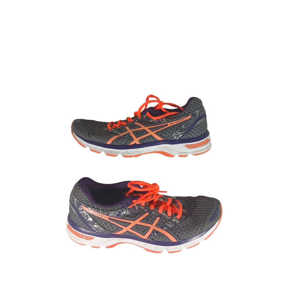 ASICS Gel-Excite 4 Size 8 Grey Orange Purple Wide Running Shoes T6E9Q Athleisure
